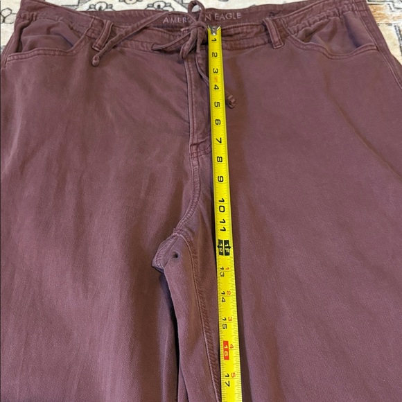 AMERICAN EAGLE 16 Dreamy Drape Stretch Low Rise Ultra Wide Pants in Dark Rust - Picture 5 of 8